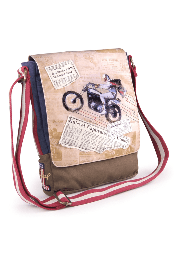 Evel Knievel Legacy Canvas - Messenger & Shoulder Bag Faux Leather