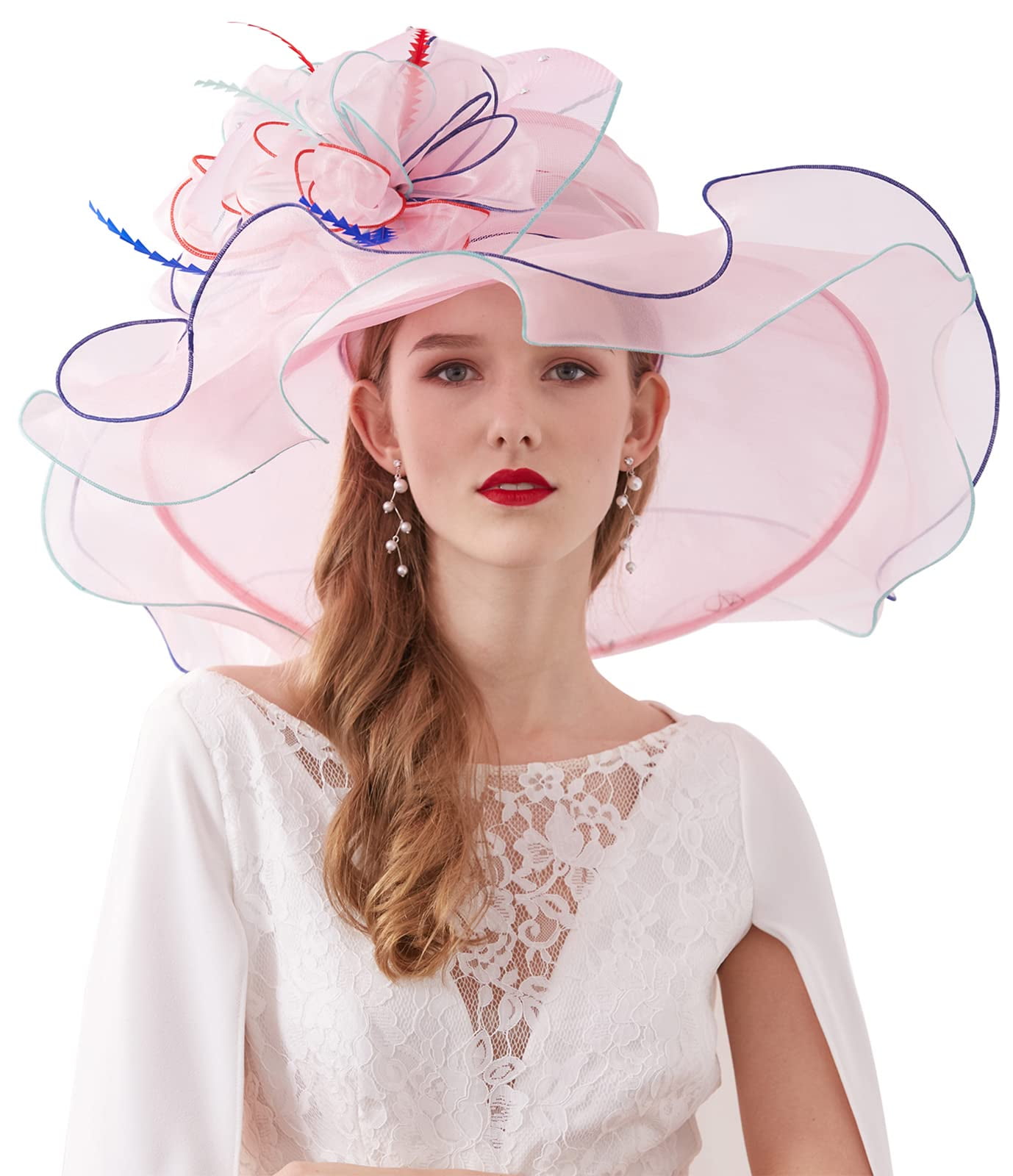 Z&X Women's Organza Sun Hat Flower Church Kentucky Derby Fascinator
