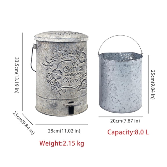 Z&Z Ornamentorum Outdoor Small with Lid Dog Poop Bin Pedal Touchless Garbage for Kitchen Park Garden Flower Bird Patterns