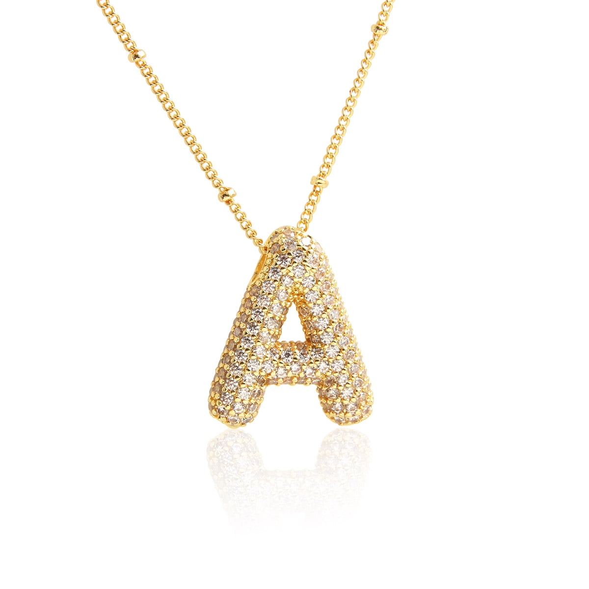 Z ZACHÉ Gold A-Z Bubble Letter Necklace 18K Gold Plated -- Dainty