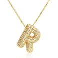 thumbnail image 1 of Z ZACHÉ Gold A-Z Bubble Letter Necklace 18K Gold Plated -- Dainty Cubic Zirconia Pendant, Balloon Initial Necklace for Women - Letter E, 1 of 6