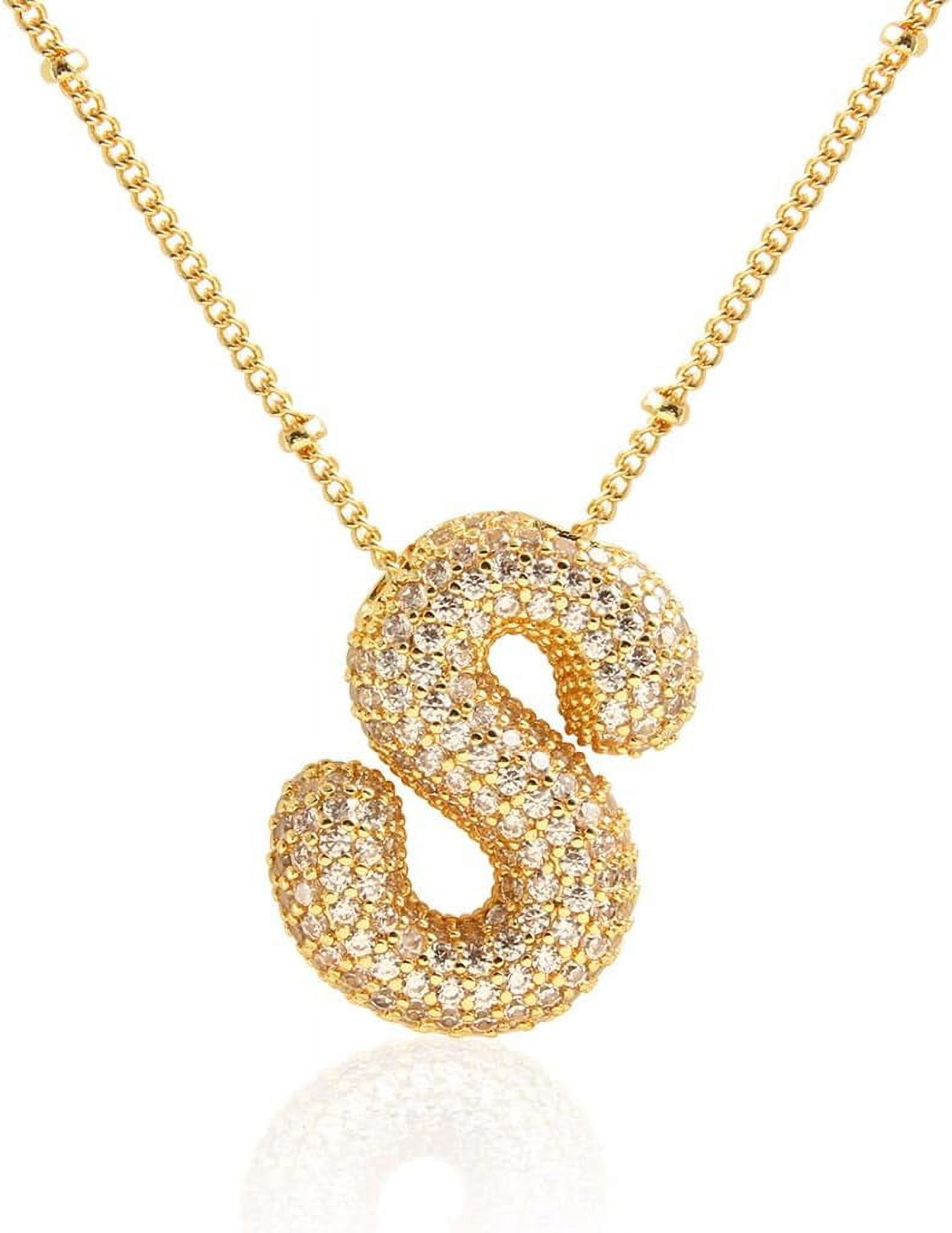 Z ZACHÉ Bubble Initial Necklace 18K Gold Plated - Dainty