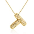 thumbnail image 1 of Z ZACHÉ Gold A-Z Bubble Letter Necklace 18K Gold Plated -- Dainty Cubic Zirconia Pendant, Balloon Initial Necklace for Women - Letter T, 1 of 6