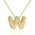 thumbnail image 1 of Z ZACHÉ Gold A-Z Bubble Letter Necklace 18K Gold Plated -- Dainty Cubic Zirconia Pendant, Balloon Initial Necklace for Women - Letter W, 1 of 6
