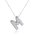 thumbnail image 1 of Z ZACHÉ Bubble Initial Necklace 18K White Gold Plated - Dainty Cubic Zirconia for Women - Silver Letter M, 1 of 6