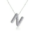 thumbnail image 1 of Z ZACHÉ Bubble Initial Necklace 18K White Gold Plated - Dainty Cubic Zirconia for Women - Silver Letter N, 1 of 6