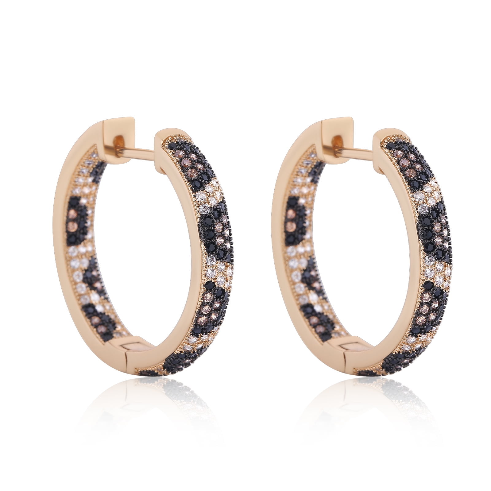 Z ZACHÉ Dainty Animal Leopard Print Earrings Cubic Zirconia 18k Gold Plated Women Hoop Earrings Chunky Circle Huggie Earrings