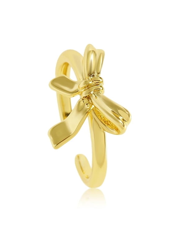 É Gold Plated Bow Ring Gold Plated Adjustable Open Ring for Women