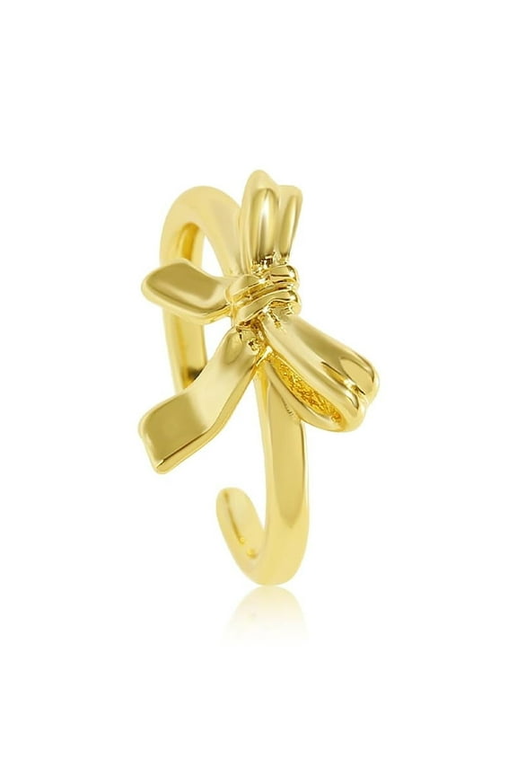 É Gold Plated Bow Ring Gold Plated Adjustable Open Ring for Women