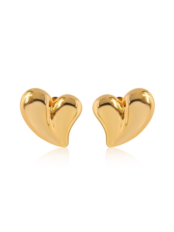 Gold Stainless Steel Heart-Shaped Earrings Gold-plated Irregular Heart-Shaped Earrings for Women