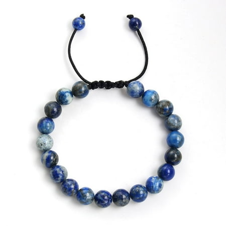 Z ZACHÉ Natural Stone Braided Rope Bracelet, 8mm Lapis Lazuli Beaded Bracelet for Men
