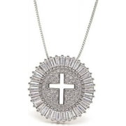 Z ZACH É Round Hollow Cross Pendant Necklace Gold-plated Pavé Cubic Zirconia Exquisite for Men and Women