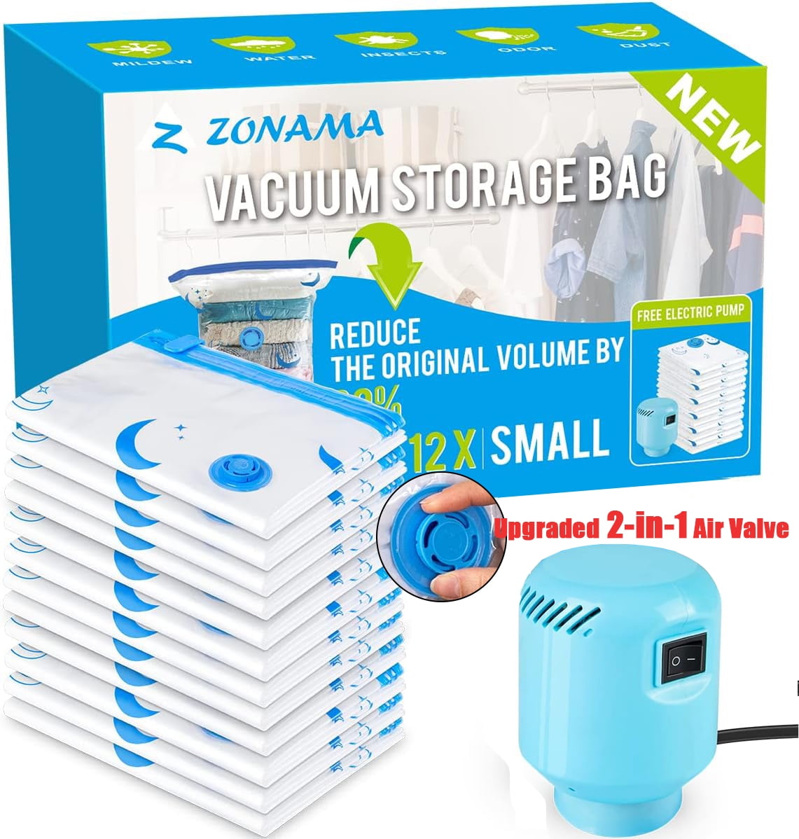  Zerodeko 4pcs compression storage bag vacuum storage