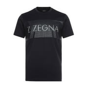 Z Zegna Men's Black Rubberized Logo Short Sleeve T-Shirt (S)