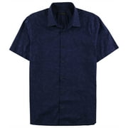 Z Zegna Mens Dress Basic Button Up Shirt, Blue, Large