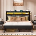 thumbnail image 1 of Z-hom Full Bed Frame with LED Lights Headboard, Full Size Heavy Duty Metal Hybrid Bed Frame Bed Base, Sturdy Upholstered Wooden Full Platform Bed with Charging Ports & Storage Shelves, 1 of 11