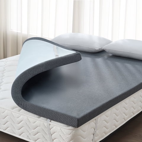Z-hom Full Mattress Topper with Cover, 3 Inch Cooling Gel Memory Foam Mattress Topper Plush Full Size Mattress Toppers Pad with Skin-Friendly Non-Slip Protector Cover for Back Pain, Grey