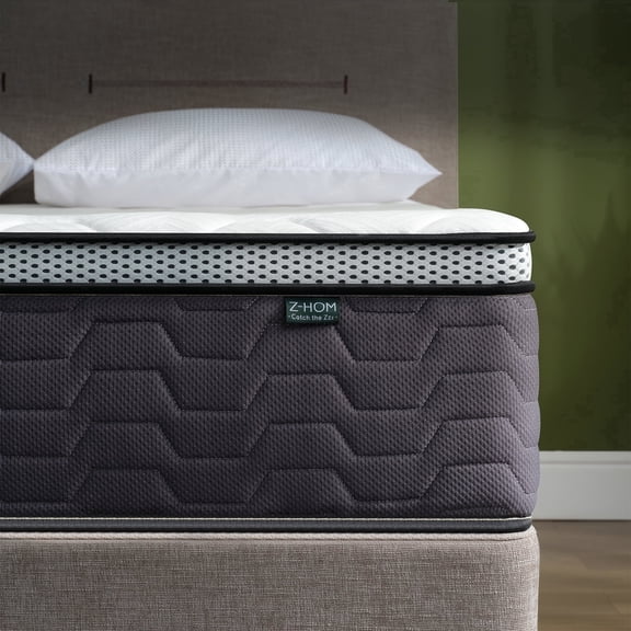 12 inch Full size Mattress , Z-hom Hybrid mattress, Spring Gel Memory Foam Mattress in a Box ,full size, Medium Firm Coil Innerspring for Adjustable Bed Frame, White Grey