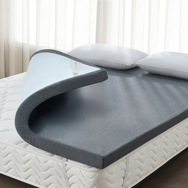 Z-hom Queen Mattress Topper with Cover, 3 Inch Cooling Gel Memory Foam Mattress Topper Plush Queen Size Mattress Toppers Pad with Skin-Friendly Non-Slip Protector Cover for Back Pain, Grey
