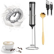 Z-oneMart Frother Handheld ,Milk Frother,Drink Mixer,Frother for Coffee,Foam Maker,Mini Blender and Frother Handheld for Lattes,Chappccino ,Frappe,Matcha Metal Stand Included