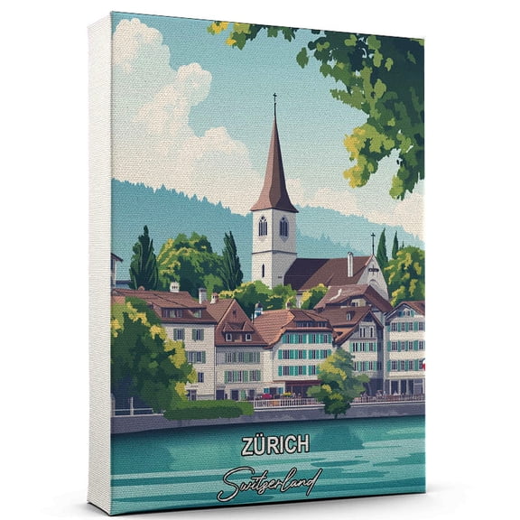 Zrich Travel Canvas Wall Art Switzerland Canvas A Scenic Artwork That Evokes Calmness, Wanderlust, and Connection with the World
