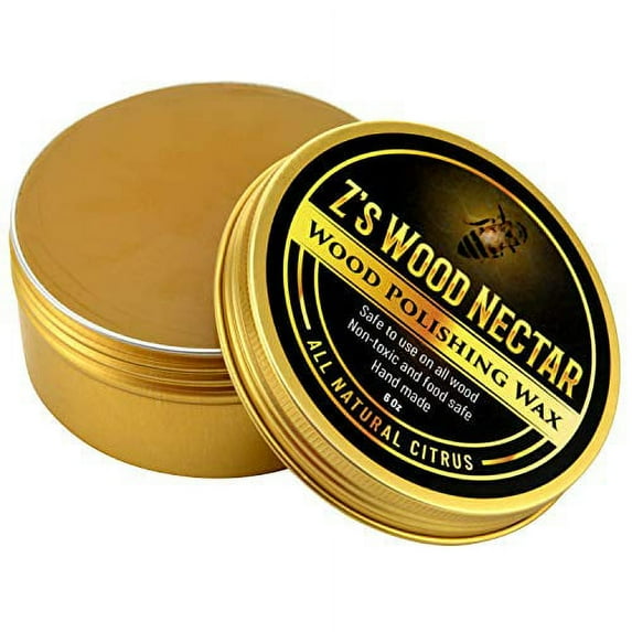 Z's Wood Nectar All Natural Beeswax Furniture Polish & Conditioner (6oz), Made with Tung Oil, Beeswax, & Carnauba Wax - Great on Damaged & Untreated Wood, Sent- Citrus