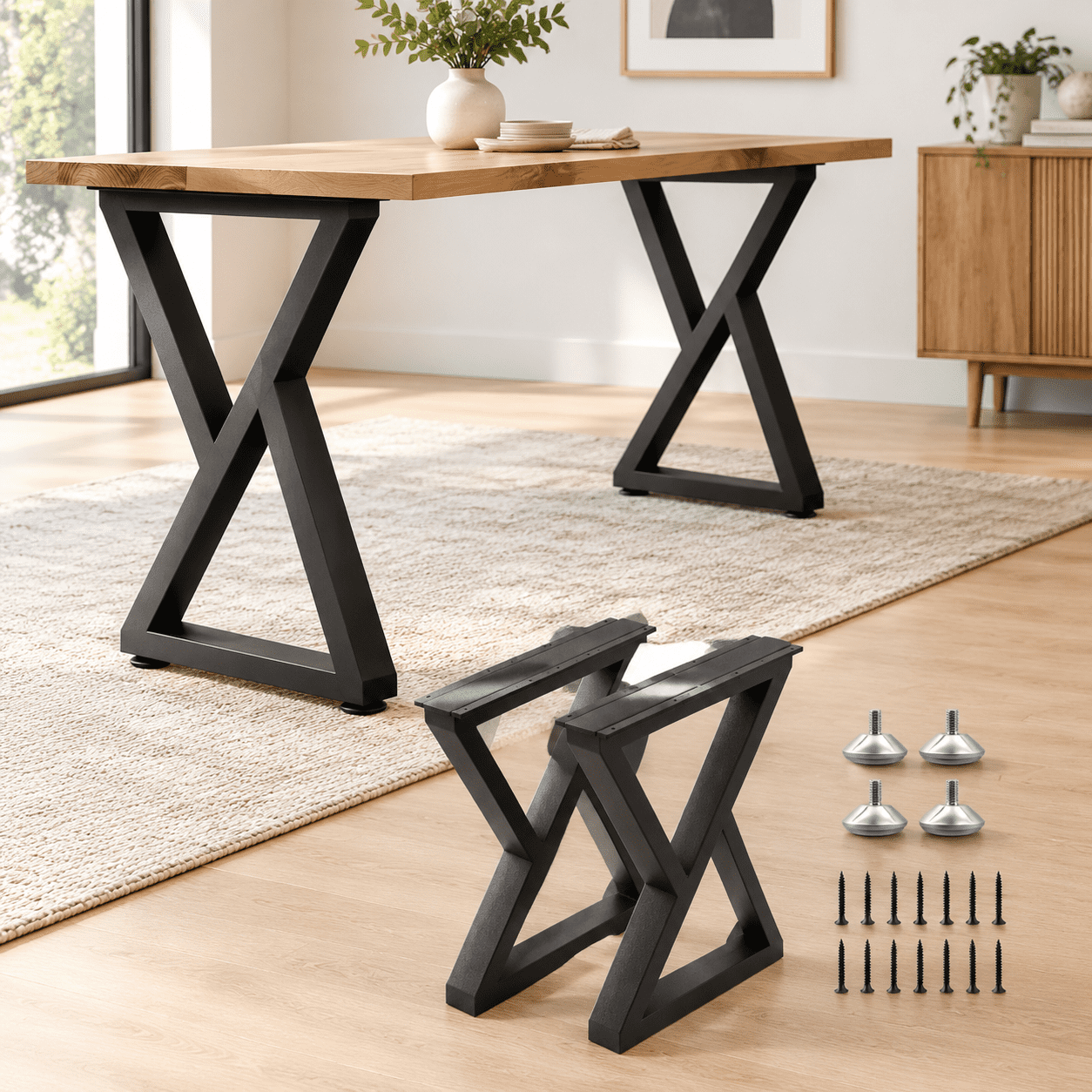 Z-shaped 28 IN Metal Furniture, Heavy Duty Industrial Steel Table for ...