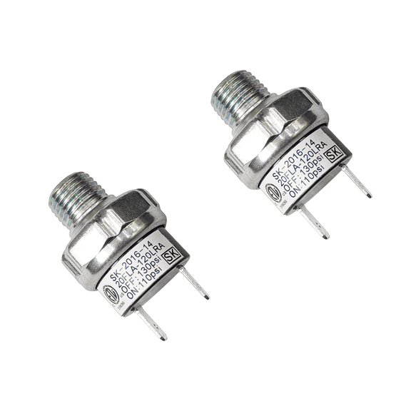 Pair of Air Pressure Switch 110-130 PSI Tank Mount Type Thread 1/4" NPT 12V 24V DC Air Compressor Pressure Switch for Air Train Horn 110-130 1/4 inch