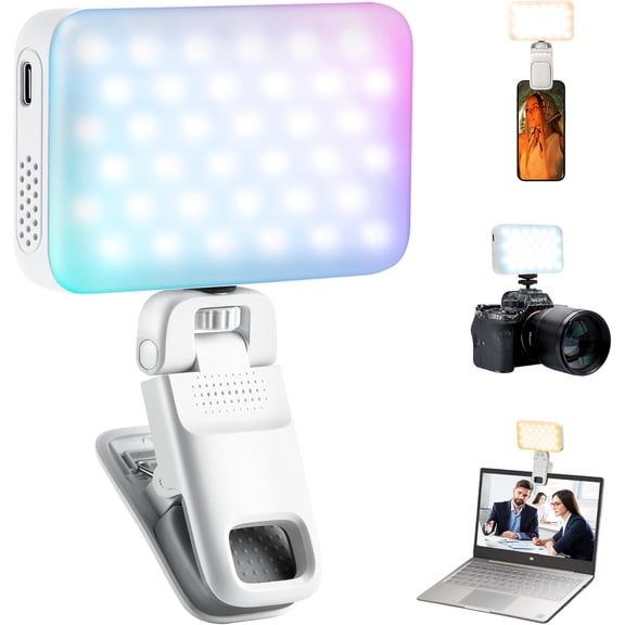 Z05 RGB Video Light Portable LED Selfie with Clip for Phone Camera Laptop Tripod, 2000mAh USB-C CRI97 2800-6800K App Control Dimmable Photography TikTok YouTube Vlog Live Streaming
