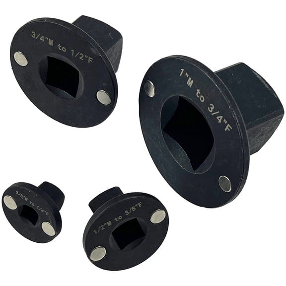 Low Profile Impact Socket Adapter Set, 4PCS Drive Ratchet Adapter Set for Tight Spaces, 3/4" to 1", 1/2" to 3/4", 1/2" to 3/8", 1/4" to 3/8", for Automotive & DIY Tools