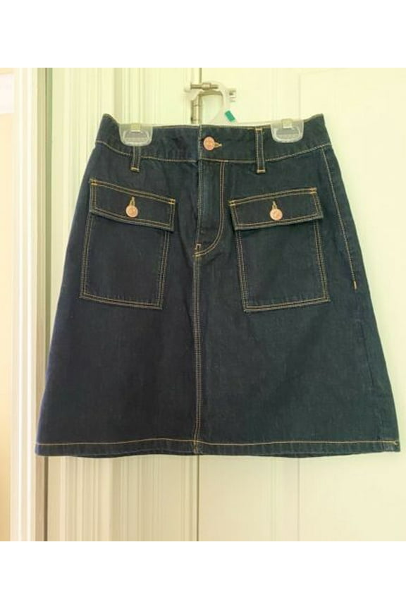 Z1975 Zara Premium Denim Mini Skirt Women Small NEW with tags Brass Buttons Cute