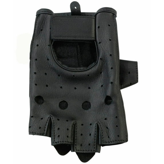 Z1R 243 Womens Fingerless Leather Motorcycle Half Gloves Black XS