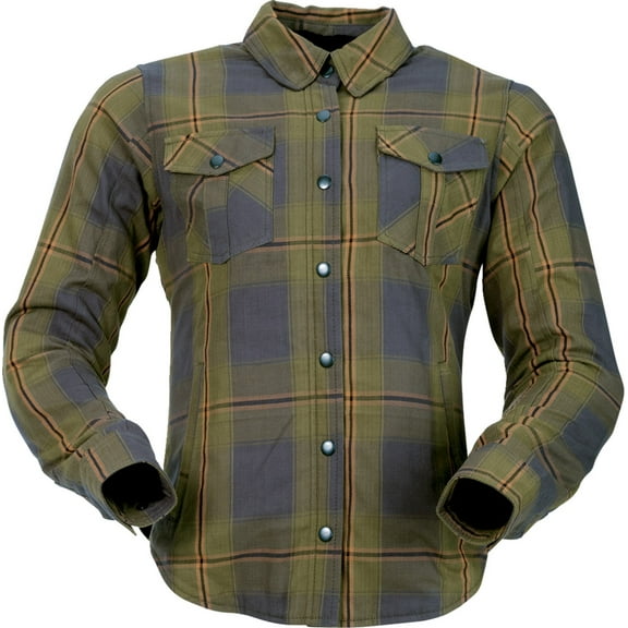 Z1R Ashwood Womens Button Up Long Sleeve Flannel Shirt Olive XL