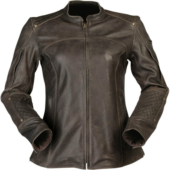Z1R Chimay Womens Leather Motorcycle Jacket Brown 3W