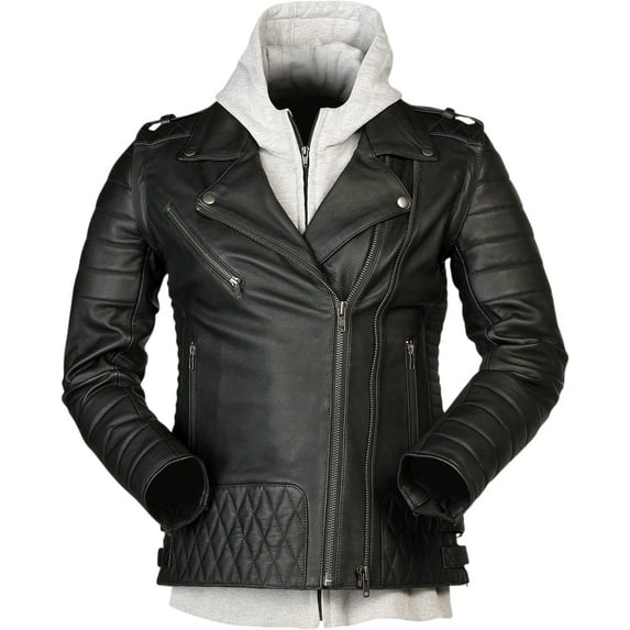 Z1R Ordinance 3 in 1 Womens Leather Motorcycle Jacket Black 2W