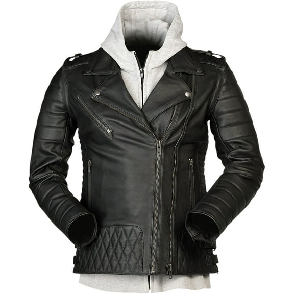 Z1R Ordinance 3 in 1 Womens Leather Motorcycle Jacket Black SM