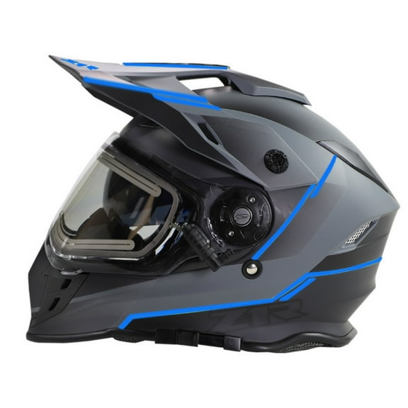 Z1R Range Bladestorm Snow Helmet w/Heated Electric Shield Gray/Black/Blue XS