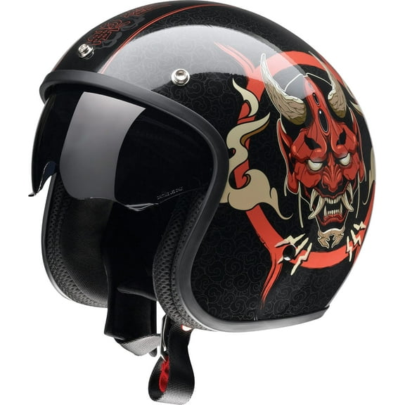Z1R Saturn Devilish Open Face Motorcycle Helmet Black/Red SM