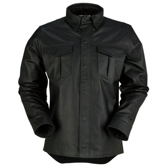 Z1R The Motz Mens Long Sleeve Leather Shirt Black LG