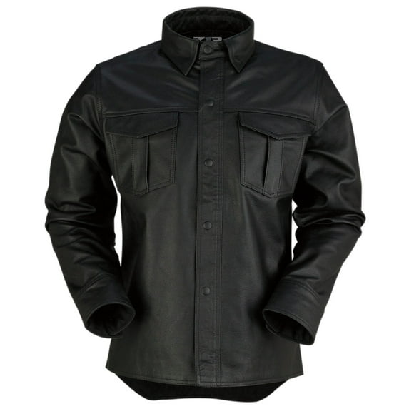 Z1R The Motz Mens Long Sleeve Leather Shirt Black XXL