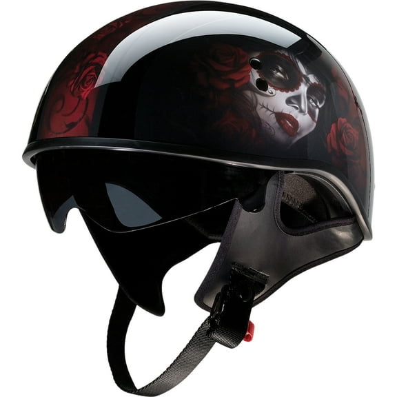 Z1R Vagrant Red Catrina Cruiser Helmet - Gloss Black