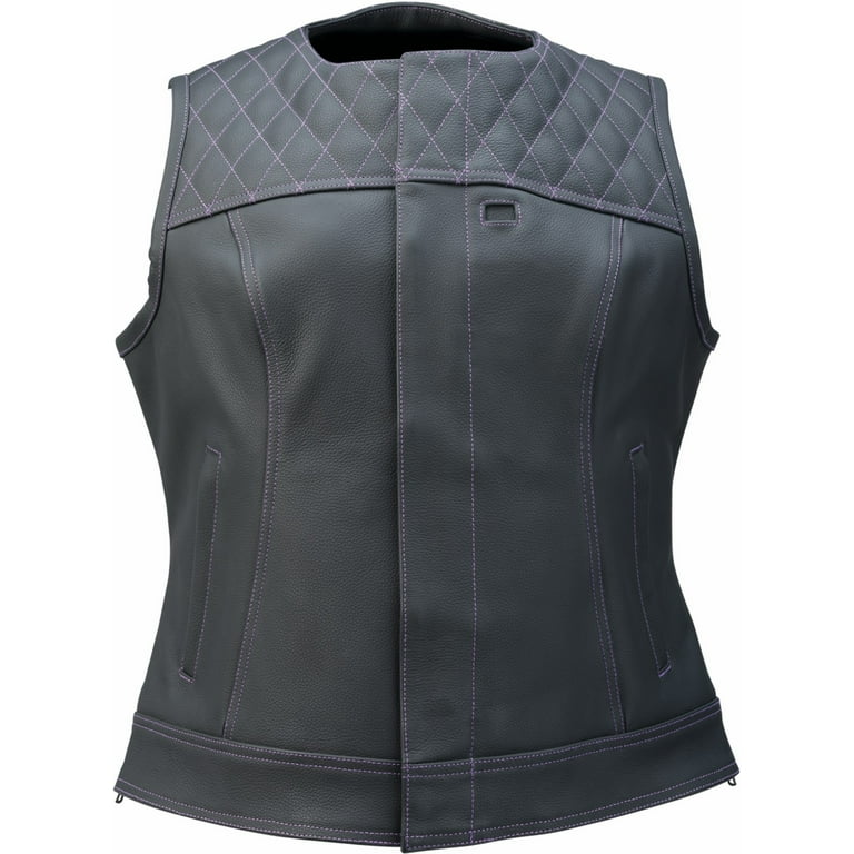 Z1R Werk Womens Leather Motorcycle Vest Black 3XL