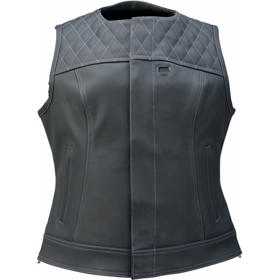 Z1R Werk Womens Leather Motorcycle Vest Black XXL