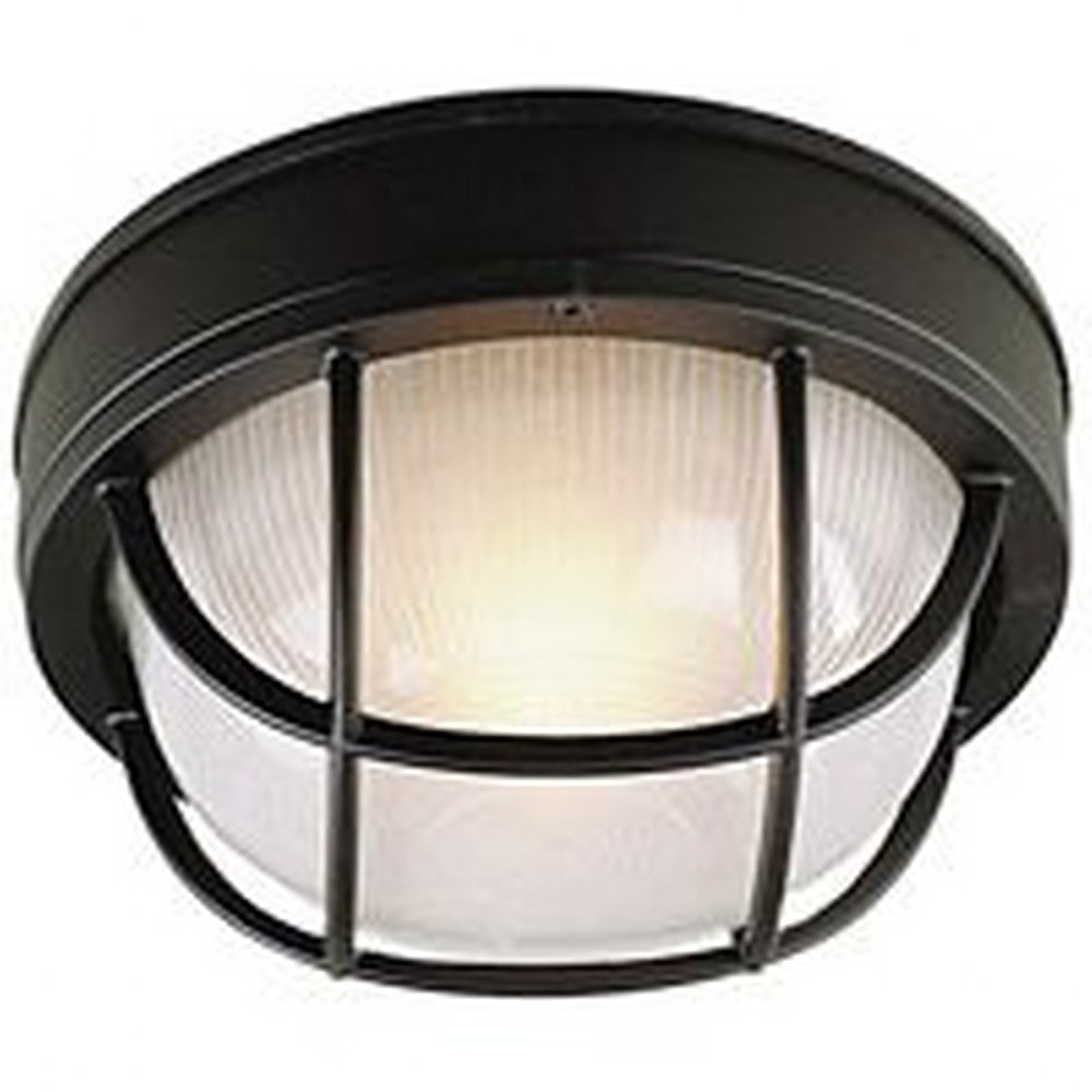 Matte Black Glass Outdoor Flush Mount Ceiling Light