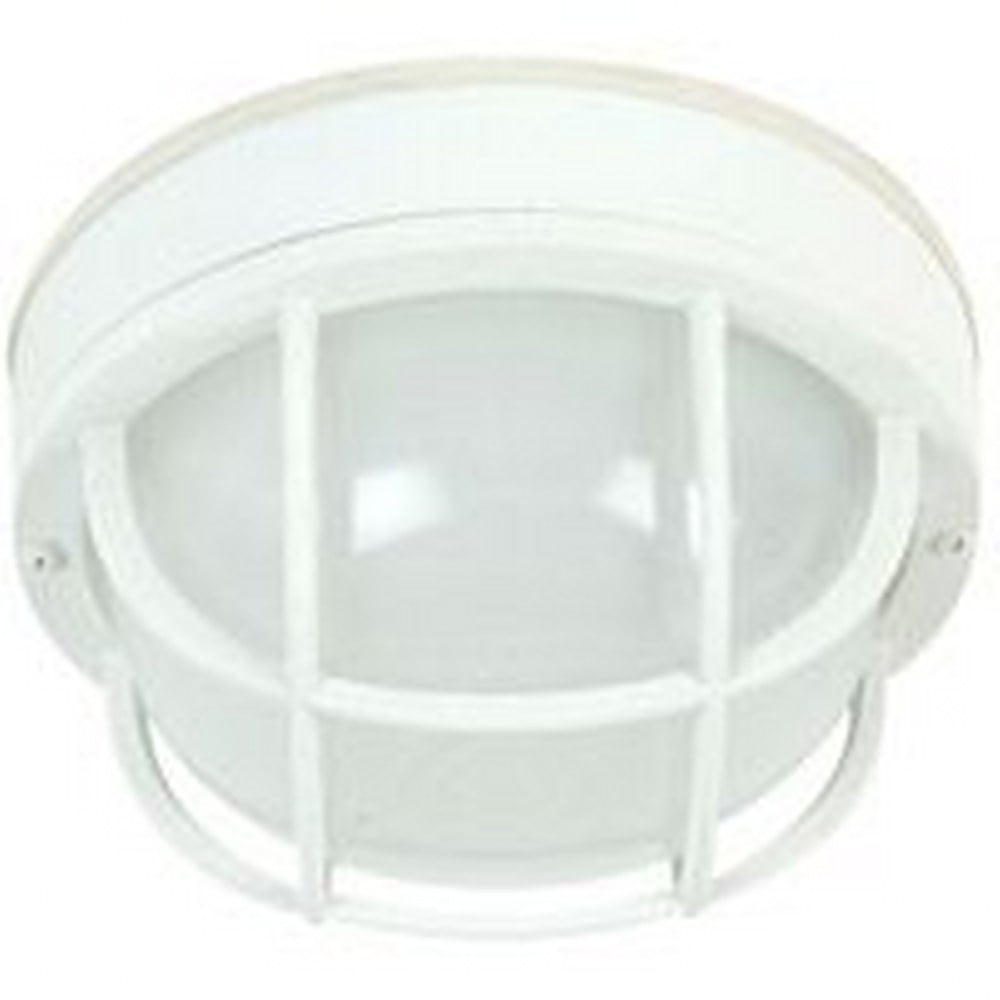 Matte White Glass and Stainless Steel Outdoor Flush Mount Light