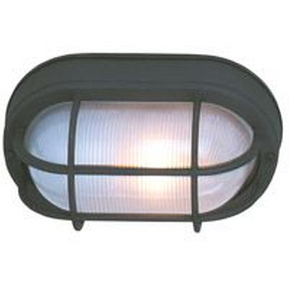Matte Black Glass Oval Outdoor Flush Mount Light