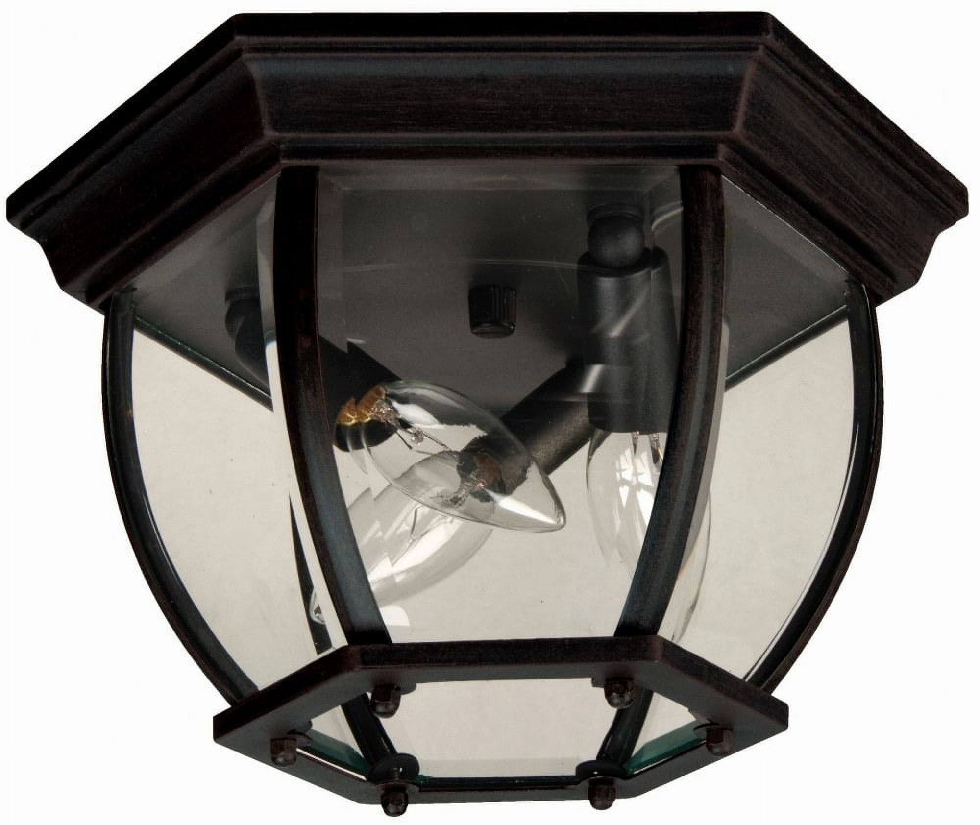 Matte Black Glass 3-Light Indoor/Outdoor Flush Mount