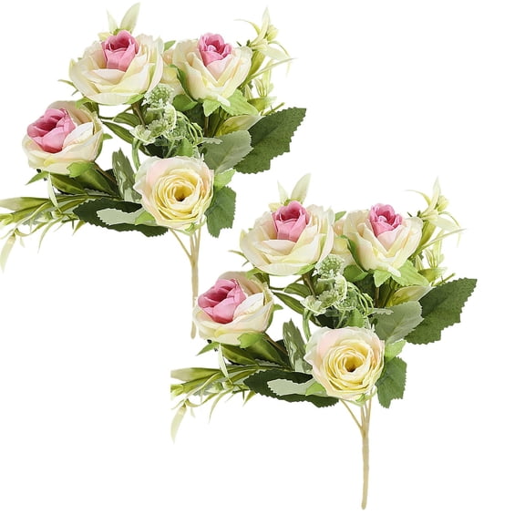 Z52LingLing Decoration 21-Head Chrysanthemum Pot E - Realistic Durable Plastic Mum Flowers for Outdoor Porch, Garden, Patio, Wedding, or Memorial Decor