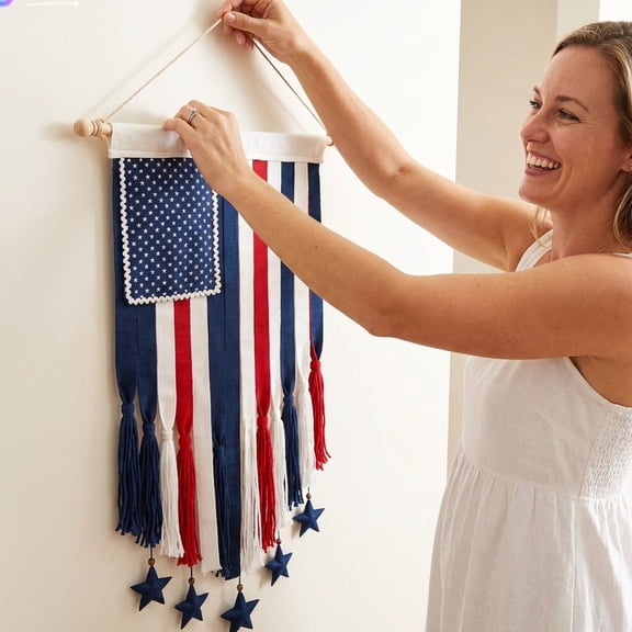 Z52LingLing Decoration 250th Anniversary Wall Hanging – Celebrate American Heritage with Patriotic Stars and Stripes Design
