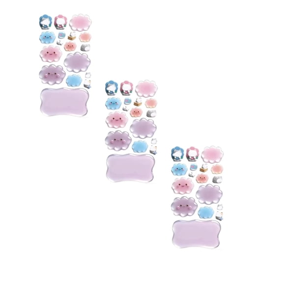 Z52LingLing Decoration 3-Pack 3D Crystal Embossed Stickers Cute Cat House Theme, Multi-Piece Stereoscopic Raised Texture Kawaii Kitten Decals for Scrapbooks, Notebooks and Luggage Decor